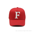 6 Panel Red Applique Buchstabe F Baseballkappe